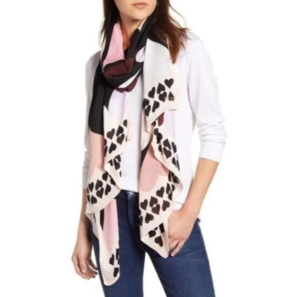 KATE SPADE NEW YORK Heart Spades Oblong Scarf NWT - Picture 7 of 7